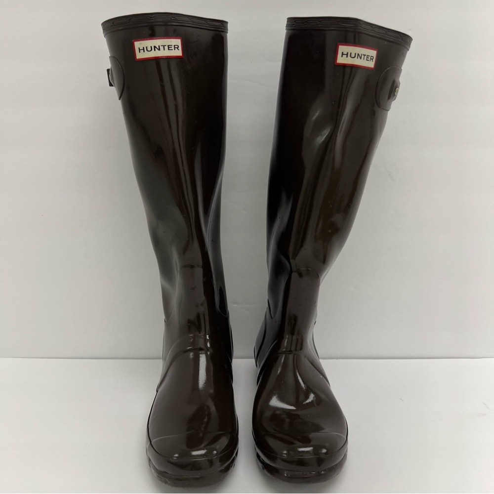 Hunter Women's Original Tall Gloss Rain Boots brown